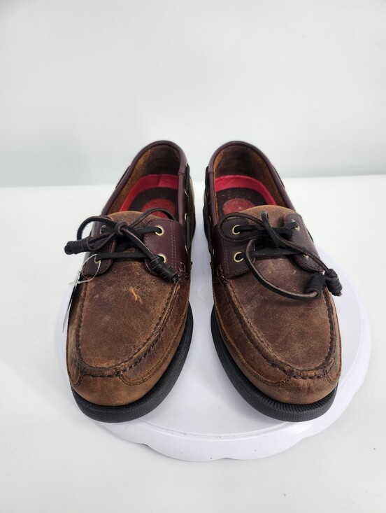 G.H. Bass Harry II Men\'s Leather Boat Shoes Size 9.5 M Two-Tone Brown Deck Shoes
